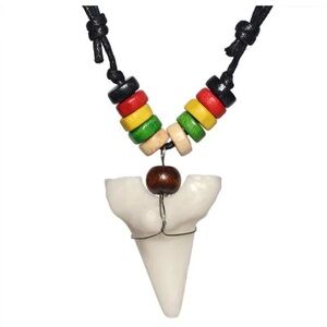 Tribal Shark Tooth Necklace with Beads Surfer Boho NEW